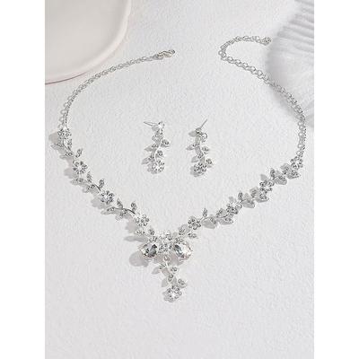 Women's Elegant Zircon and Alloy Necklace and Earring Set - Perfect for Weddings and Special Occasions