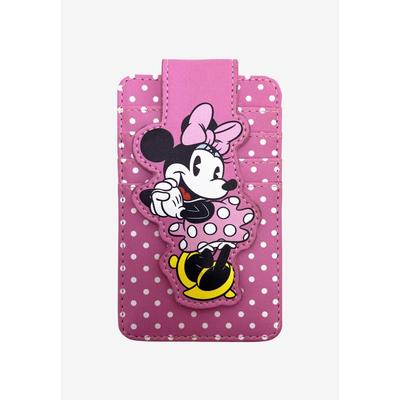Women's Disney Minnie Mouse Card Holder Wallet Polka Dot Button Snap Closure by Woman Within in Pink