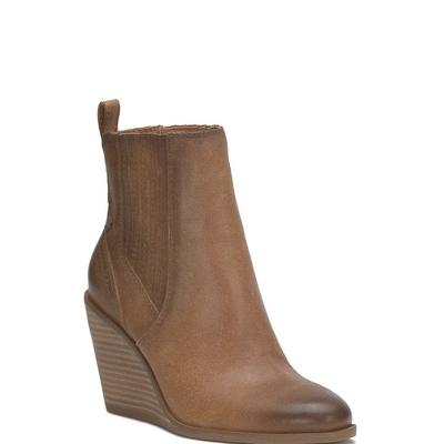 Lucky Brand Wilano Wedge Bootie - Women's Accessories Shoes Boots Booties in Dark Brown, Size 9.5