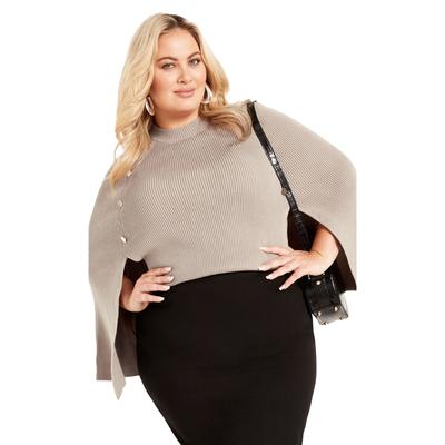 Plus Size Women's Olivia Button Cape by Avenue in Mocha (Size 30/32)