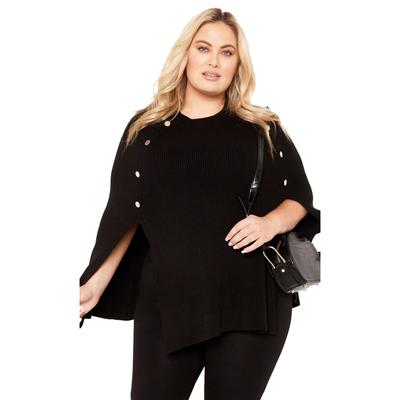 Plus Size Women's Olivia Button Cape by Avenue in Black (Size 26/28)