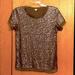 J. Crew Tops | J.Crew J Crew Xs Bronze Metallic Sequin Tee Shirt Short Sleeve Shimmery Top Euc | Color: Brown/Gold | Size: Xs