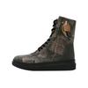 Schnürboots DOGO "Future High Top Boots Explore Damen Stiefeletten", Damen, Gr. 41, Normalschaft, bunt (braun, gelb), Lederimitat, Schuhe, Handgefertigt