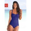 Badeanzug LASCANA "Saphir", Damen, Gr. 48, Cup C, blau, Polyamid, unifarben, Badeanzüge, mit Raffungen und Shaping-Effekt, Topseller