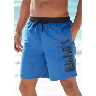 Badeshorts S.OLIVER, Herren, Gr. XL (54/56), Lang, blau (blau (langgröße)), Microfaser, Polyester, Badehosen Image