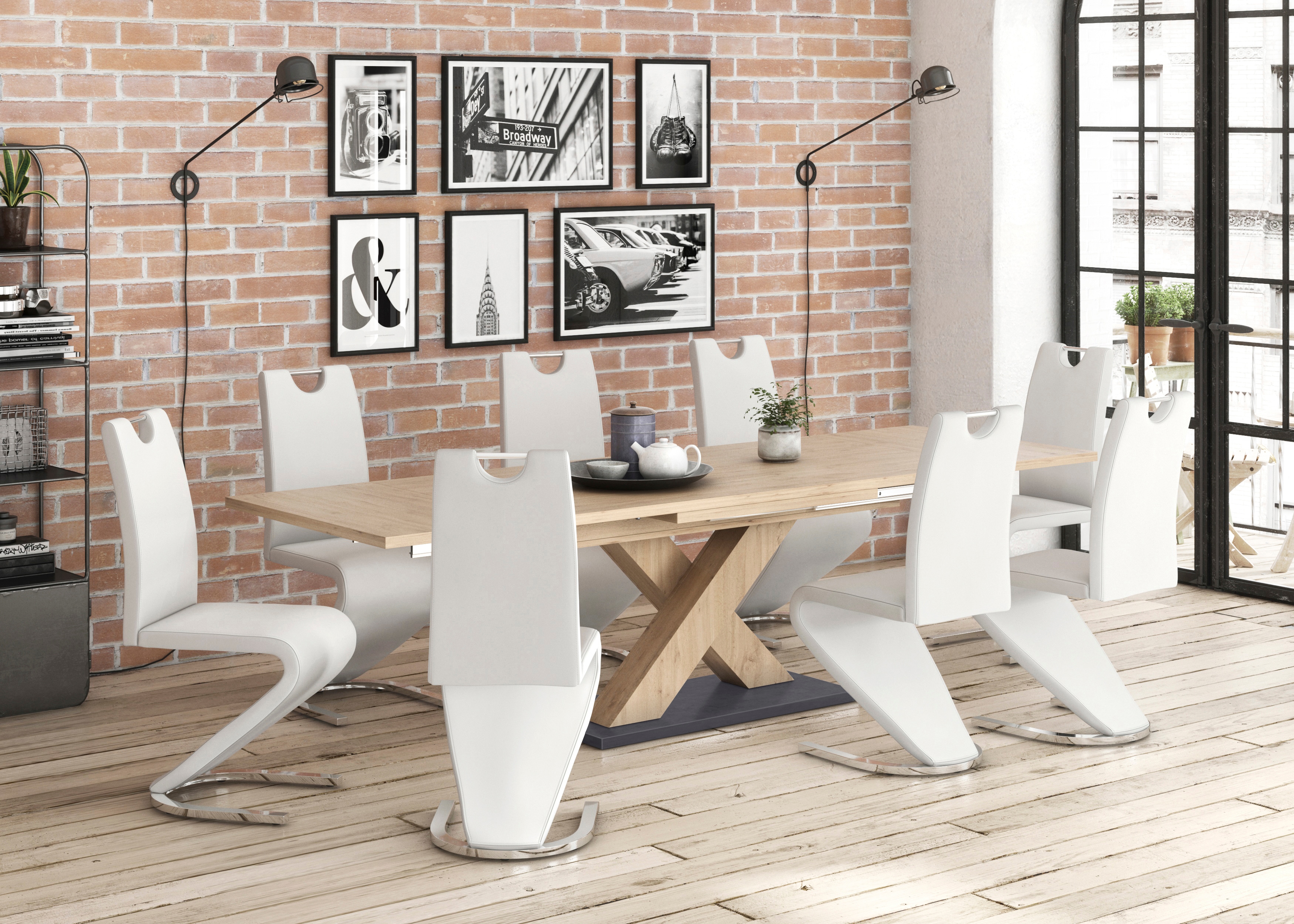 Esstisch MÄUSBACHER "Komfort Tisch TOPSELLER", braun (asteichefarben, asteiche, asteiche), B:180cm H:76cm T:90cm, Tische, Rechteckiger Esstisch Esstisch Ausziehbarer Esstisch, Mäusbacher Esstisch mit X Gestell und Bodenplatte. Breite 180-280