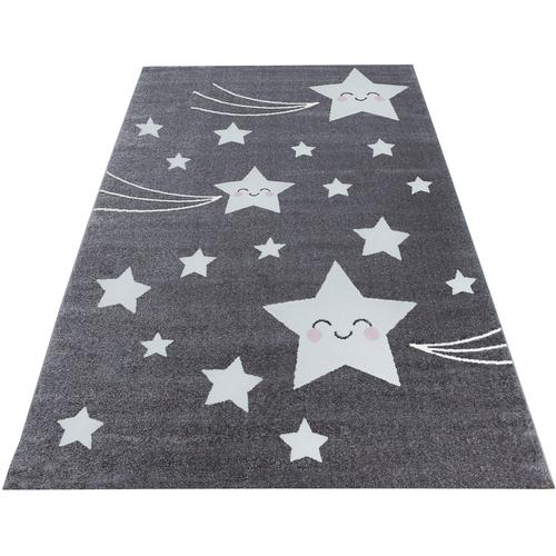 "Kinderteppich AYYILDIZ TEPPICHE ""Kids 610"" Teppiche Gr. B/L: 160 cm x 230 cm, 12 mm, 1 St., grau Kinder Motiv Sterne, Kurzflor"