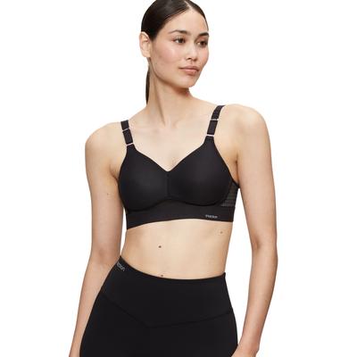 Sport-BH TRIACTION BY TRIUMPH "Triaction Hybrid Lite P EX", Damen, Gr. 85, Cup D, schwarz, Single Jersey, Obermaterial: 