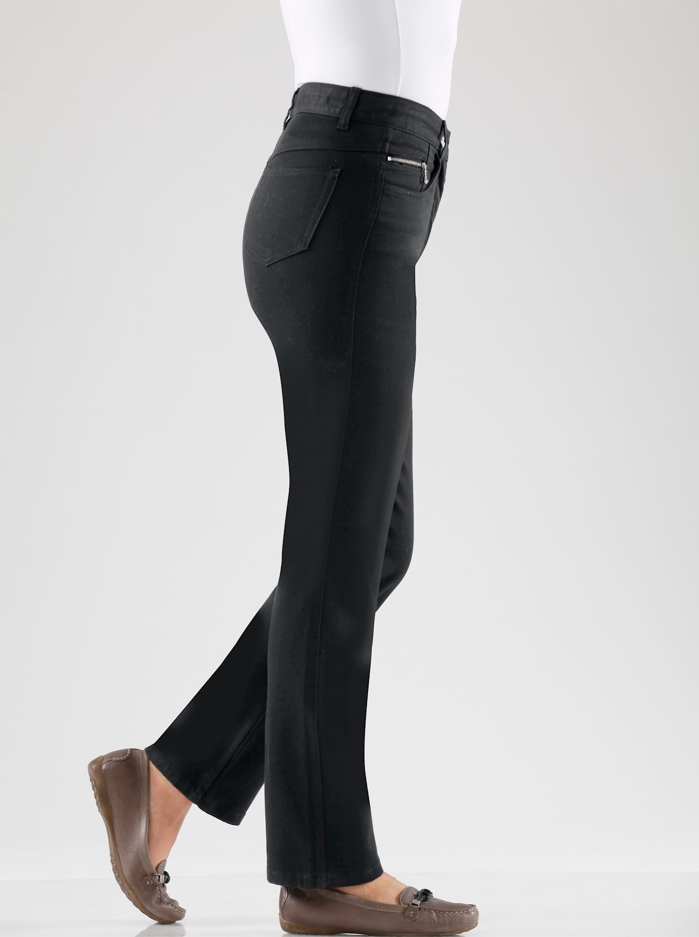 5-Pocket-Jeans CASUAL LOOKS, Damen, Gr. 50, Normalgrößen, schwarz, 98% Baumwolle, 2% Elasthan, unifarben, lang, Jeans, Topseller Image