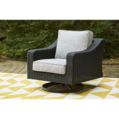 Signature Design by Ashley Beachcroft Hand-woven Wicker-look Swivel Chair - 35.38" W x 38.13" D x 34" H
