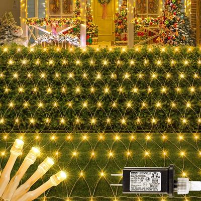 32M 192 LED Net Lights Outdoor Mesh Lights,8 Modes Net Lights for Bushes Plug in, Waterproof Christmas Halloween Decoration Net String Lights for Bushes Ceiling Wedding Indoor Outdoor(9.8ft x 6.6ft)