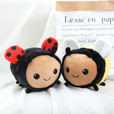 fuzzy bumblebee ladybug stuffed insect plush toy bee ladybird soft doll kids toys birthday Christmas gift for child