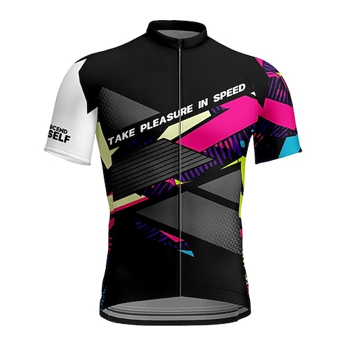 Herren Radtrikot Geometrisch Kurzarm Fahhrad T-Shirt Trikot mit 3 Gesäßtaschen Mountainbike MTB Schnelltrocknend Anatomisches Design Feuchtigkeitsableitend Atmungsaktiv Sport Weiß Gelb Blau Bekleidung Image