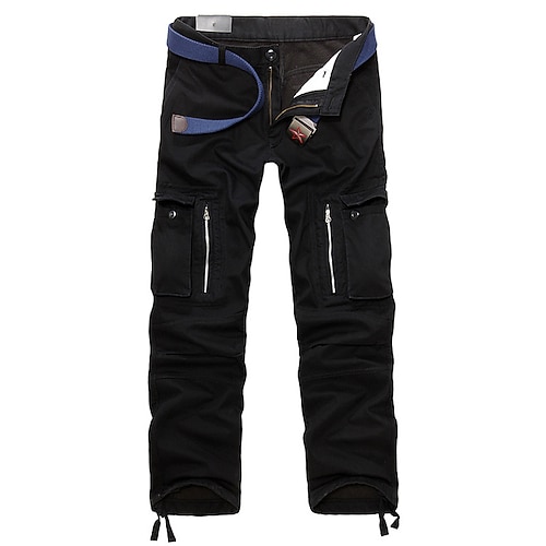 Herren Cargohose Cargohosen Fleecehosen Taktische Hose Hose Hosen Knopf Multi Pocket Glatt Warm tragbar Outdoor Täglich Campen und Wandern Modisch Klassisch Cachi scuro Schwarz Image