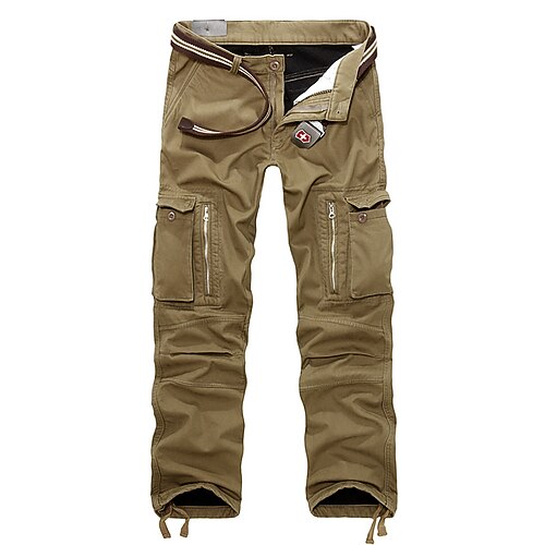 Herren Cargohose Cargohosen Fleecehosen Taktische Hose Hose Hosen Knopf Multi Pocket Glatt Warm tragbar Outdoor Täglich Campen und Wandern Modisch Klassisch Cachi scuro Schwarz Image