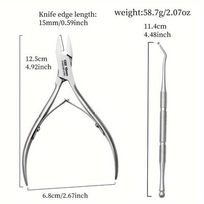 TEMU 2pcs Professional Stainless Steel Nail Clippers Multifunctional Cuticle Pliers Thick Nails Ingrown Toenails Nail Clippers Cutting Thick Nailshard Nails Suitable For Men, Women, And Elderly Image