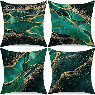 TEMU 4pcs Couch Throw Pillow Covers Emerald And Green Decorative Pillow Covers Farmhouse Pillow Covers For Home Decor Living Room Couch Sofa Bedroom Car Pillowcases Image