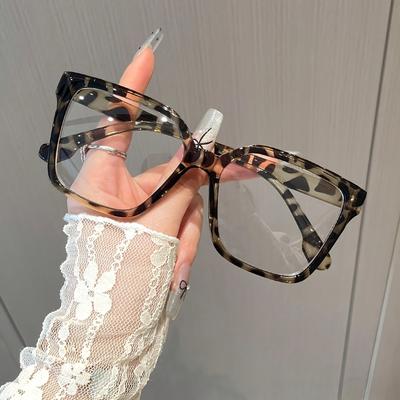 TEMU 1pc Large Square Glasses Fashionable Trendy Cute Large Square Women's Glasses For Daily Decoration Image