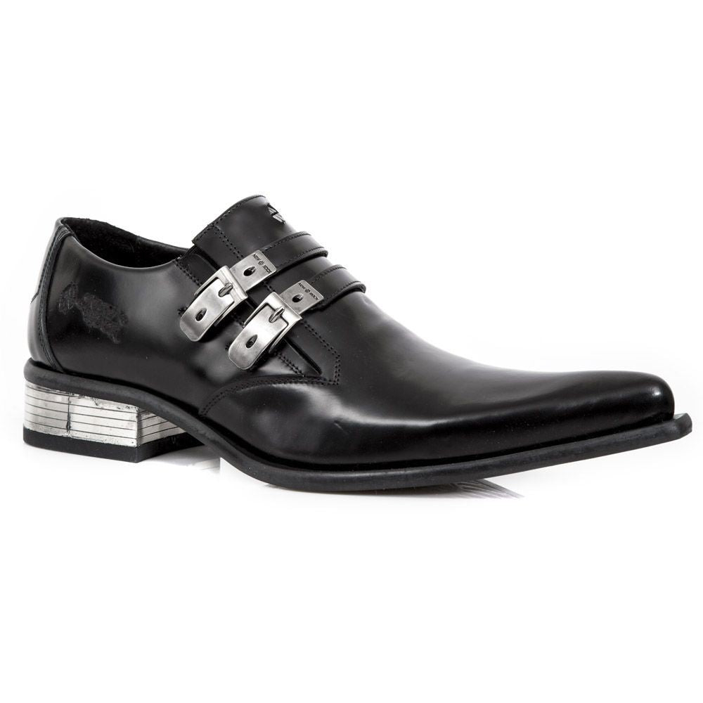 New Rock Newman-Schuhe aus schwarzem Leder mit Schnalle – M-2246-S14