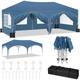 Gazebo da Giardino 3 x 6 m, Impermeabile Protezione uv, per Matrimonio Eventi e Barbecue, Blu +Set
