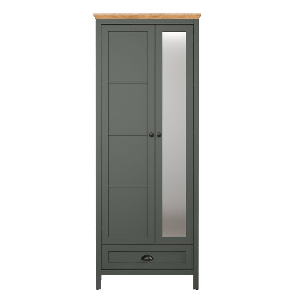 Armoire d'entrée 2 portes dont 1 avec miroir et 1 tiroir L77 cm - Vert