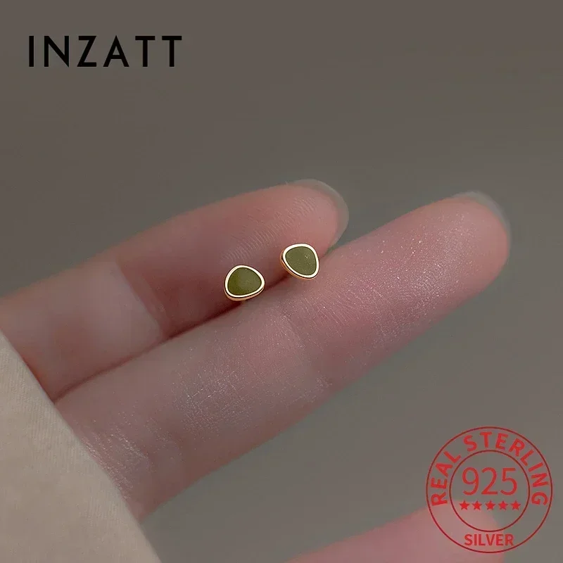INZATT Echt 925 Sterling Silber Unregelmäßige Geometrische Stud Ohrringe Für Charme Frauen Klassischen Feinen Schmuck Minimalistischen Zubehör Image