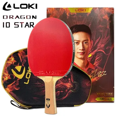 LOKI DRAGON 10 STAR Tischtennisschläger, professionell, 5 Holz, 2 ALC, Tischtennisschläger, Carbonklinge mit FH RXTON 9 und BH RXTON 7 Image