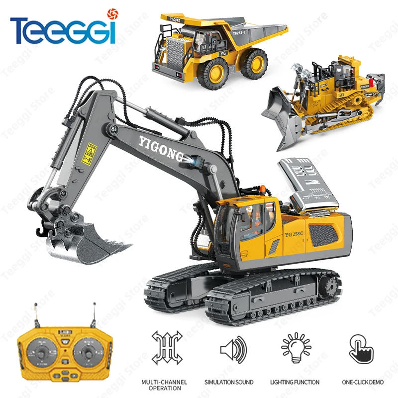 Teeggi 1:20 RC Bagger Auto Kinder Spielzeug 2,4G Fernbedienung Muldenkipper Auto Bulldozer Spielzeug Radio Elektroauto für Kinder Geschenk