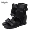 Gdgydh Ankle Strap Sandalen Frau Keil Air Mesh Punk Schuhe Schwarz Sommer Sandale Schuhe Für Frauen Casual Schuhe 2022 Gute qualität