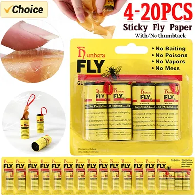 4-20PCS Sticky Fly Ribbons Roll Double Sided Flies Paper Strips Insect Bug Home Glue Fly Trap Catcher Bug Mosquito Killer