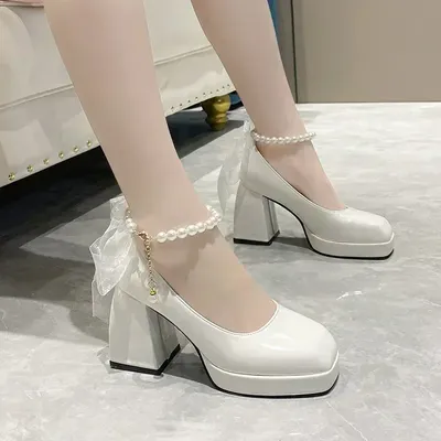 2024 Shoes for Women High Heels Mary Jane Shoes Pumps New Ladies White Women Heels Platform Shoes