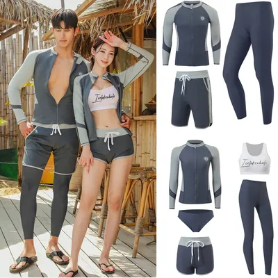 Rash Guards Couples 2025 Patchwork Long Sleeve Multi Pieces Swimsuit Swimwear Bathing Suits Surfing Long Pant Women Men Boy Girl