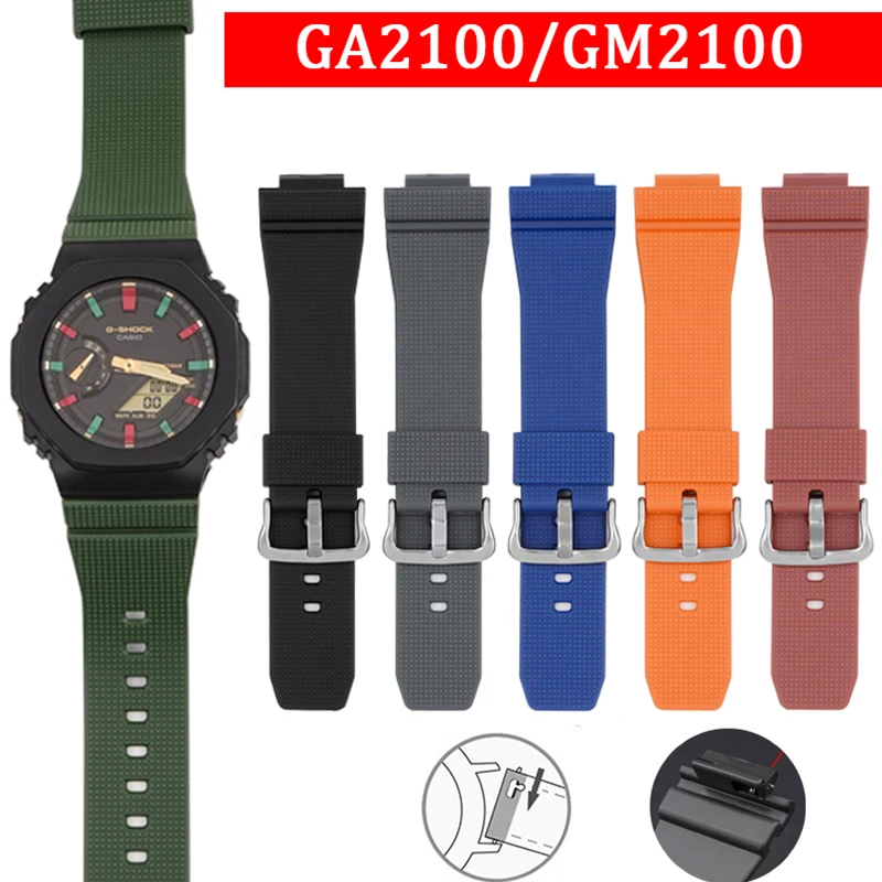 Bracelet en caoutchouc de chêne pour Casio g-shock GA-2100 GM-2100, résine TPU à dégagement rapide, pour hommes, Sport, plongée, montre, accessoires 16mm
