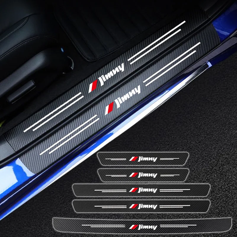 Plaque de seuil de porte de voiture, seuil de porte de voiture pour suzuki Jimny, autocollants de pare-chocs arrière de coffre de voiture en Fiber de carbone, accessoires de voiture