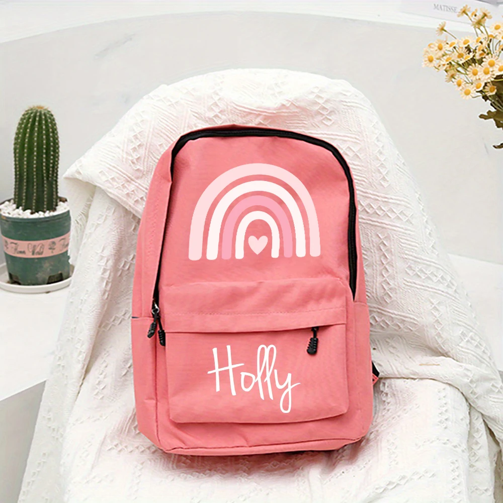 Sac à dos arc-en-ciel personnalisé avec nom pour enfants, sac à dos d'école maternelle pour enfants, sac à dos de retour à l'école pour enfants, cartable étudiant garçon et fille