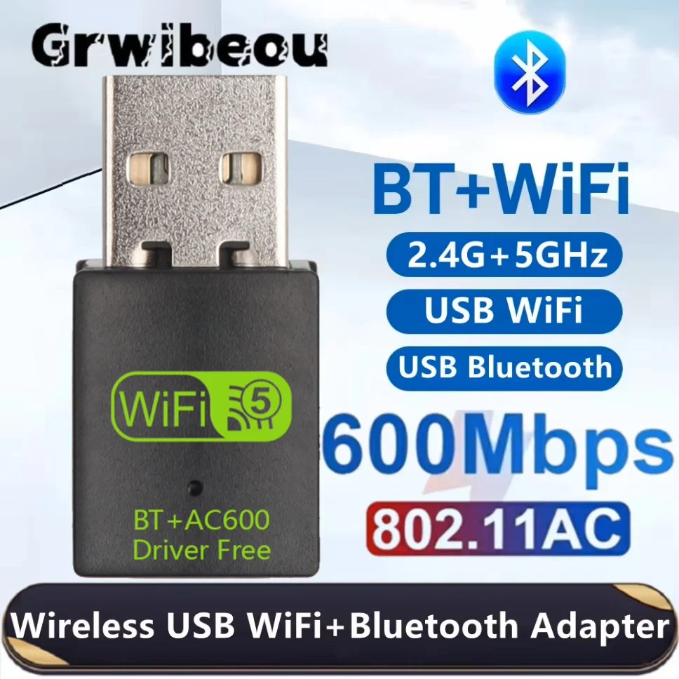 600Mbps USB WiFi Bluetooth Adapter 2 in 1 Dongle Dual Band USB Wifi Adapter USB Bluetooth Adapter Drahtlose Netzwerk karte Für PC Image