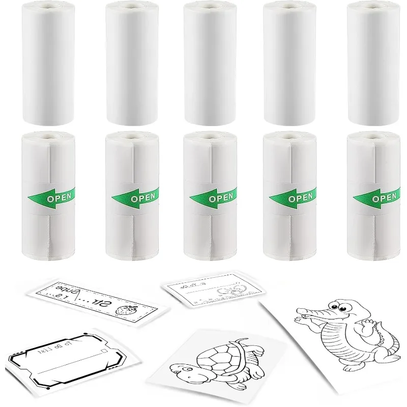 10 Rollen Mini-Drucker papier, Thermodrucker-Aufkleber papier 57x25mm, für Foto-Schul notizen, Tagebuch, DIY-Vintage-Brief aufkleber Image