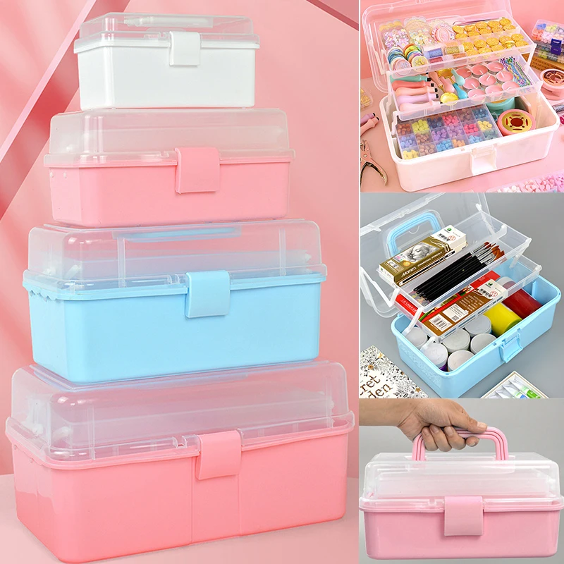 Transparente große Aufbewahrungsbox faltbar für Stempel Wachs Scrapbook Lagerung Haarnadel Box Make-up Organizer Nagel Schmuck Box tragbar