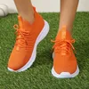 2023 orange gestrickte atmungsaktive Turnschuhe für Frauen plus Größe 43 rutsch feste Mesh-Wohnungen Frau bequeme weiche Plattform Slipper Schuhe