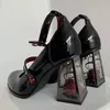 Punk Gothic High Heels Pumps Frau Knöchelriemen Schwarz Mary Jane Schuhe Frauen 2025, Neue Rose Mit Hohen Absätzen Patent Leder Lolita Schuhe