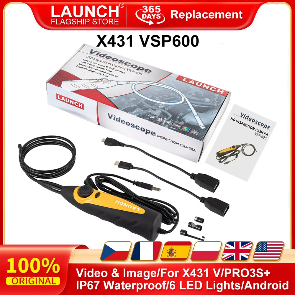LAUNCH VSP-600 Endoskop-Inspektionskamera, IP67, wasserdicht, VSP600, Videoskop, 5,5 mm, 6 LED-Lichter für USB-Endoskop der X431-Serie Image