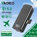 Ricevitore trasmettitore audio Bluetooth 5.3 Supporto AUX da 3,5 mm Riproduzione di schede TF MIC Adattatore wireless con clip per collare per auto Aereo TV PC