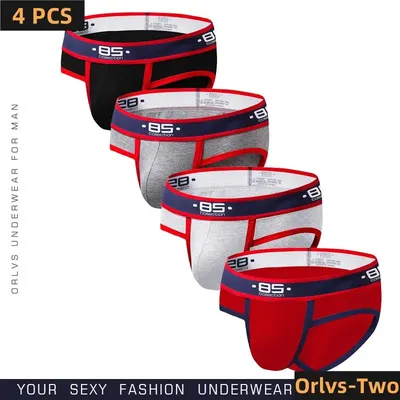 BS 4 TEIL/LOS Männer Slips Sexy Unterwäsche Männliche Unterhose männer Sexy Atmungsaktive Kurze Hosen Bequeme Männer Briefs Unterwäsche Baumwolle Image