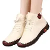 Frauen Schuhe Herbst Faulenzer Lace Up Turnschuhe Casual Wohnungen Solide Weichen Boden Stiefel Leder High-Top Sneaker Weibliche Shoes2024
