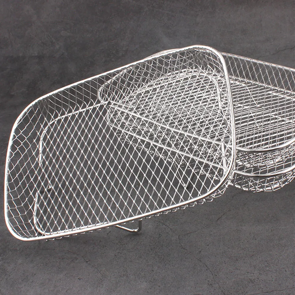 Luft fritte use Rack Grill Rack Edelstahl Luft fritte use Ofen Grill Dampfer stapelbarer Mesh Grill korb für die Küche zu Hause Image