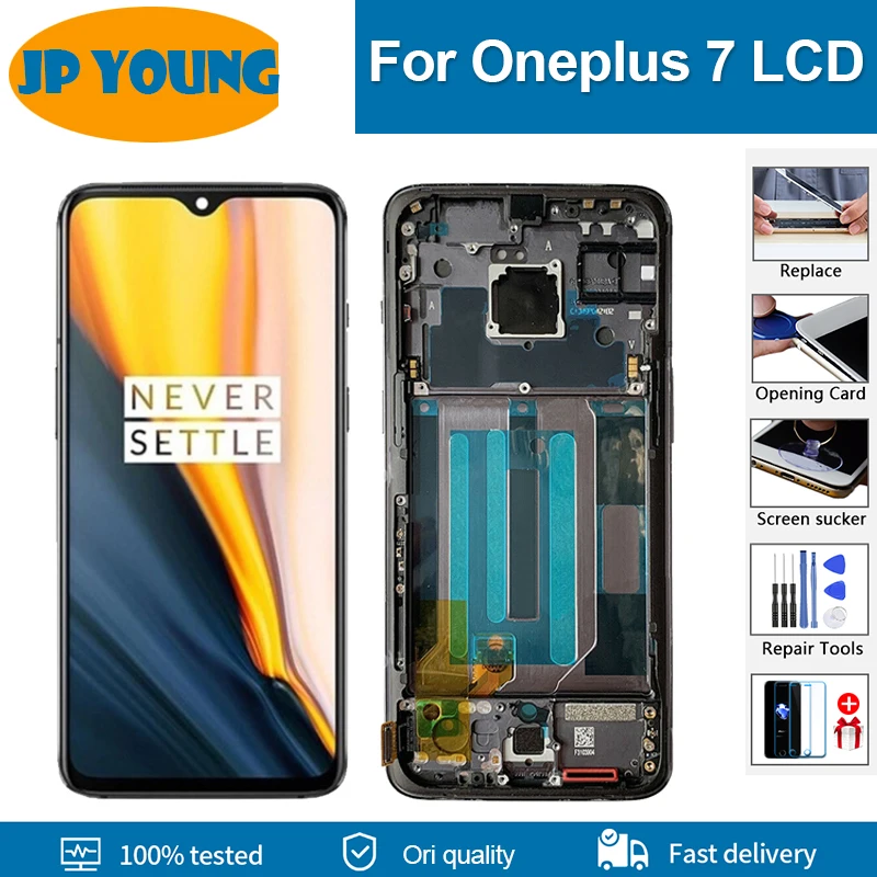 6.41 ''LCD Per Oneplus 7 LCD con cornice dello schermo Touch panel assembly one plus 7 display LCD digitalizzatore Per 1 + 7 LCD Strumenti gratuiti