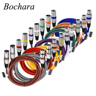 Bochara XLR Cable Male to Female M/F 3Pin OFC Audio Cable Foil+Braided Shielded For Microphone Mixer Amplifier 1m 2m 3m 5m 10m