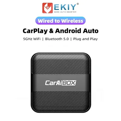 EKIY 2in1 Wireless CarPlay Dongle Android Auto Wireless Adapter Smart Mini Box Plug And Play WiFi