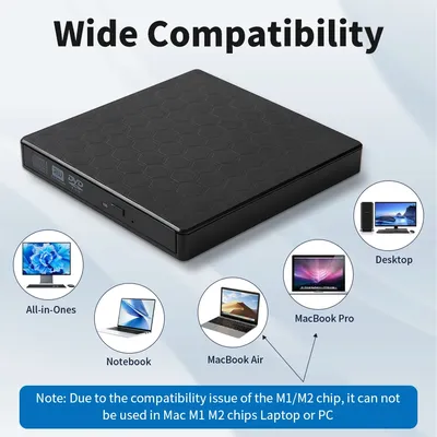 External DVD Drive USB 3.0 Type-C USB C Portable DVD Player External CD-RW Drive DVD-ROM Burner