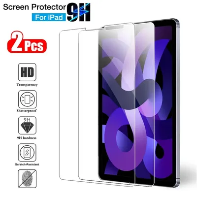 2Pcs Tempered Glass Screen Protector Cover For iPad Air 5 4 Pro 11 12.9 Ipad 9th 10th 8th 7th 6th